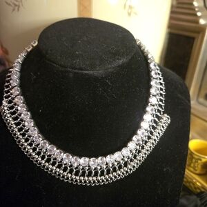 ✨ Serafina Silver Rhinestone Collar Necklace — Sparkling Statement Piece ✨